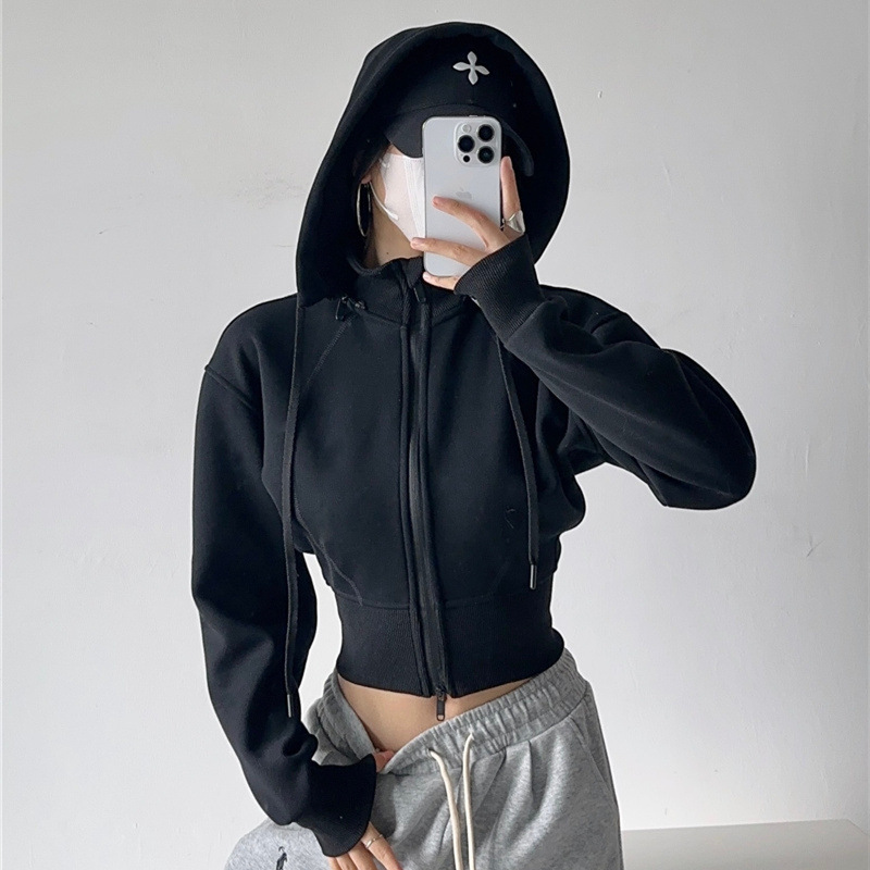 Mens Fashion Zip Up Hoodies - Sudadera con capucha corta para mujer,