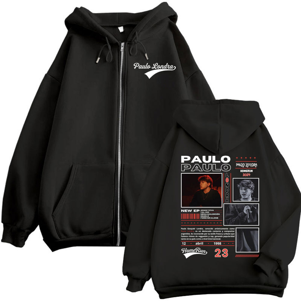 Mens Fashion Zip Up Hoodies - Rapero Paulo Londra Homerun álbum Merch