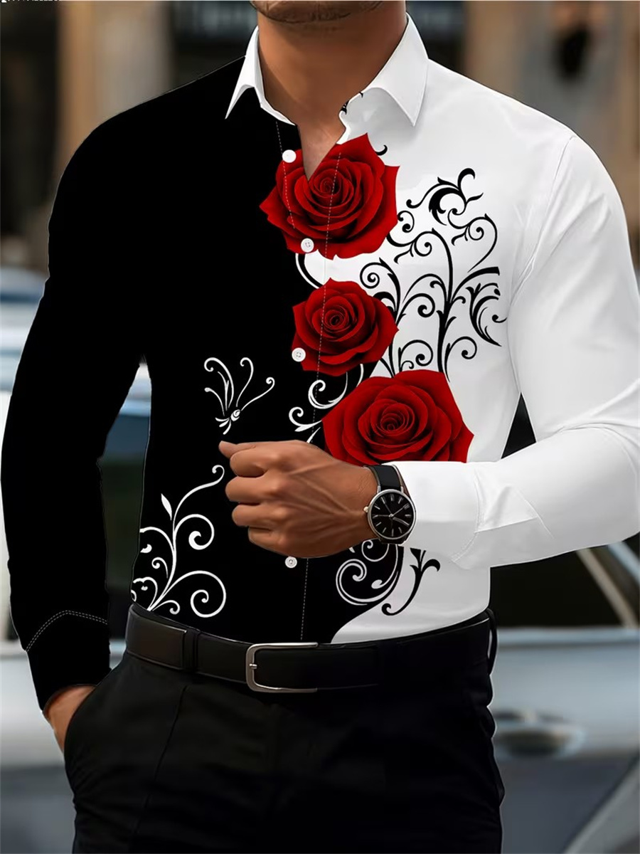 Mens Fashion Clothes - Camisa de Manga Larga con Estampado