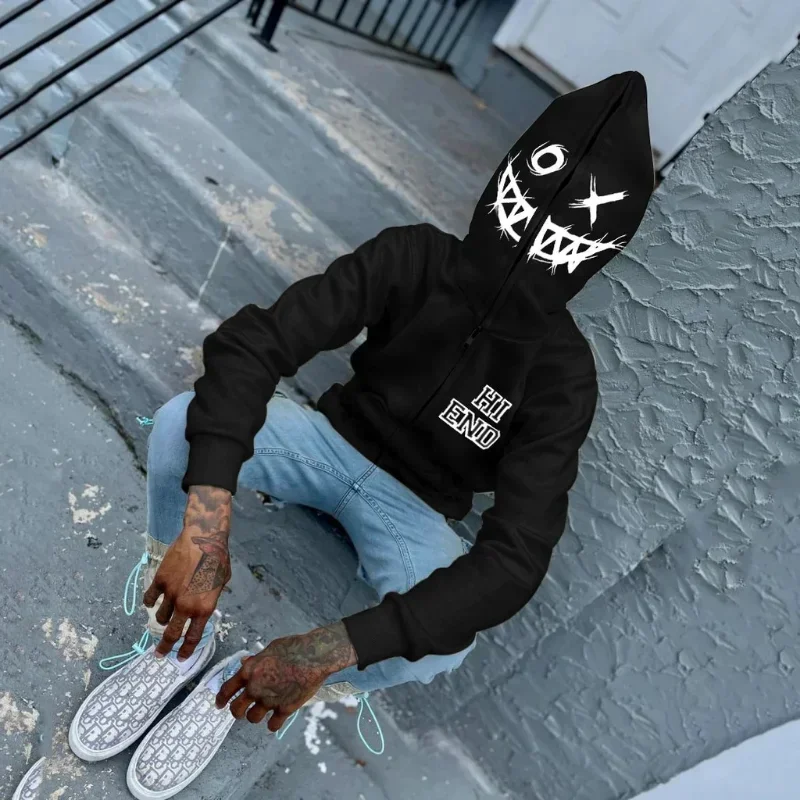 Sudadera con capucha Y2K para  - Mens Fashion Zip Up Hoodies reseña y precio