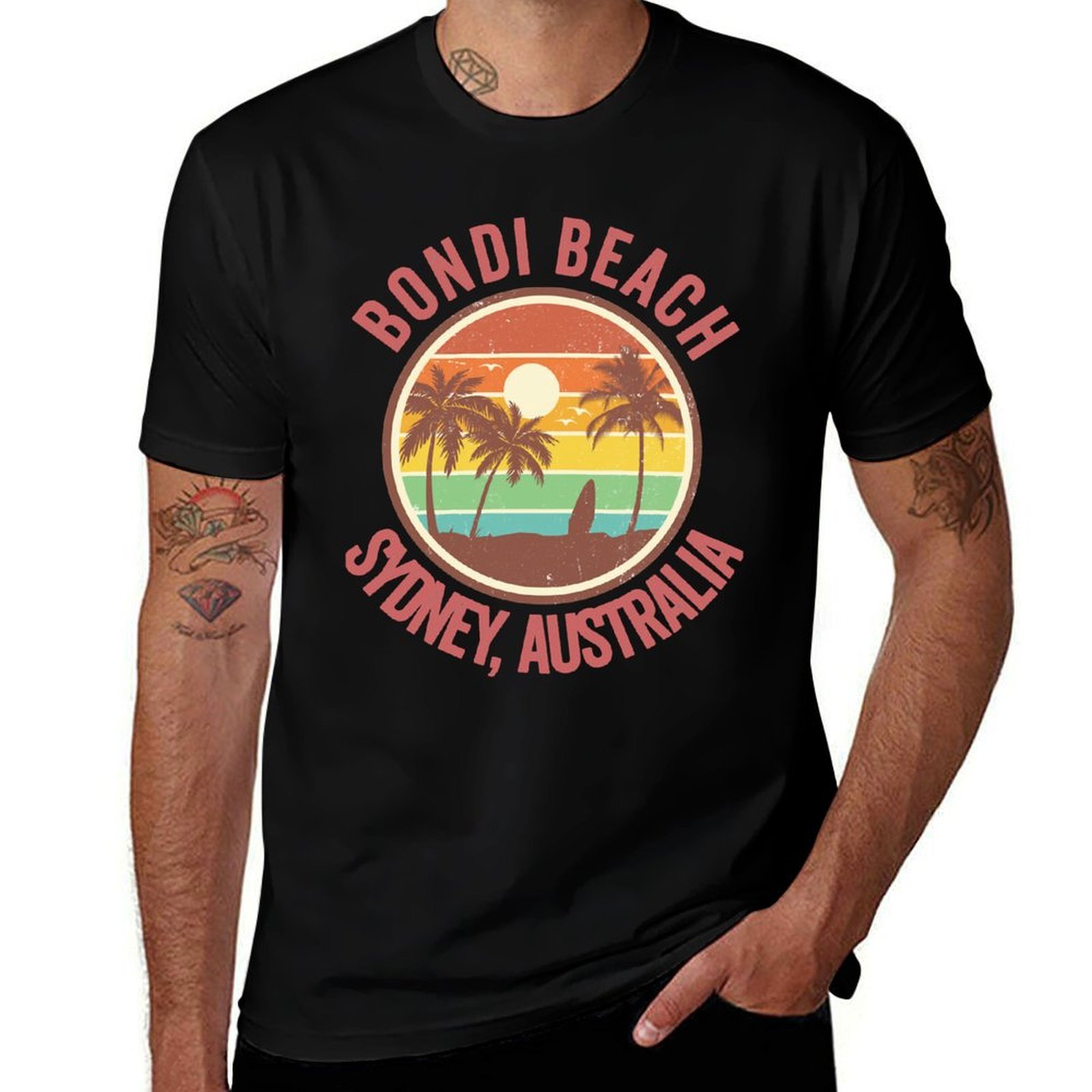 Camiseta Retro Bondi Beach Syd - Men'S Fashion Sydney reseña y precio