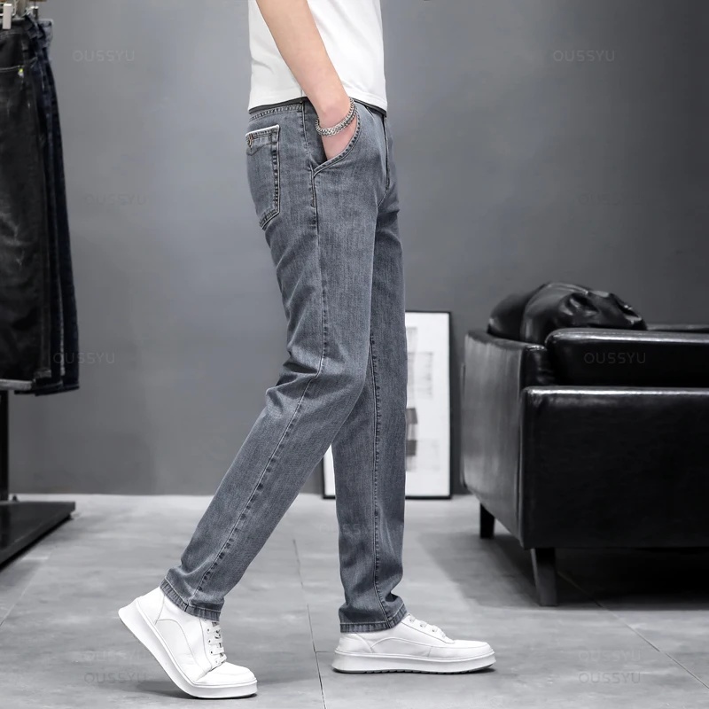 Pantalones vaqueros ajustados  - Men'S Fashion Grey Jeans reseña y precio