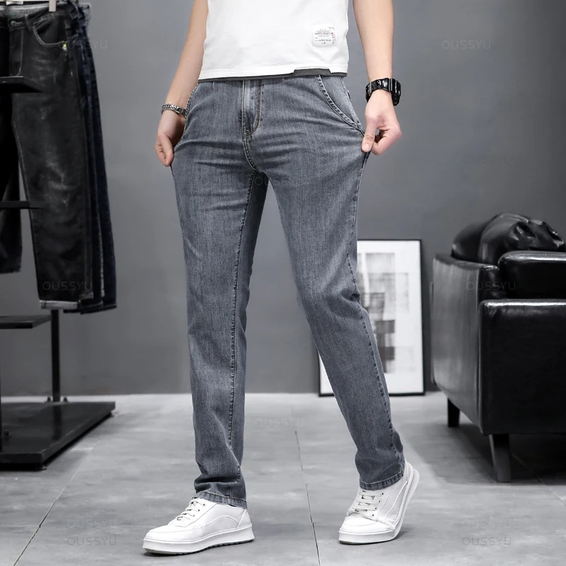 Pantalones vaqueros ajustados  - Men'S Fashion Grey Jeans reseña y precio