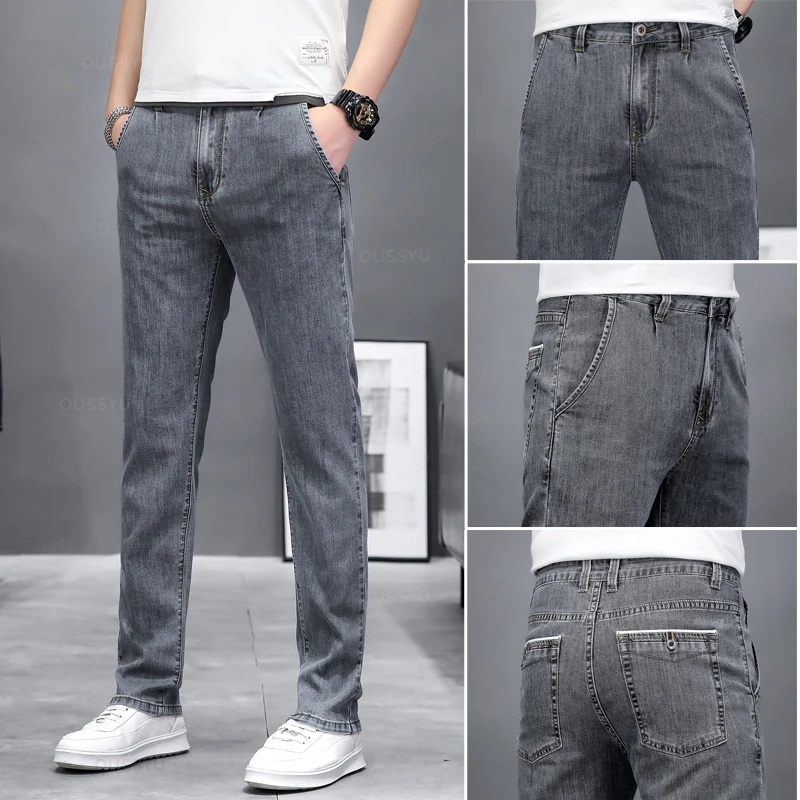 Pantalones vaqueros ajustados  - Men'S Fashion Grey Jeans reseña y precio